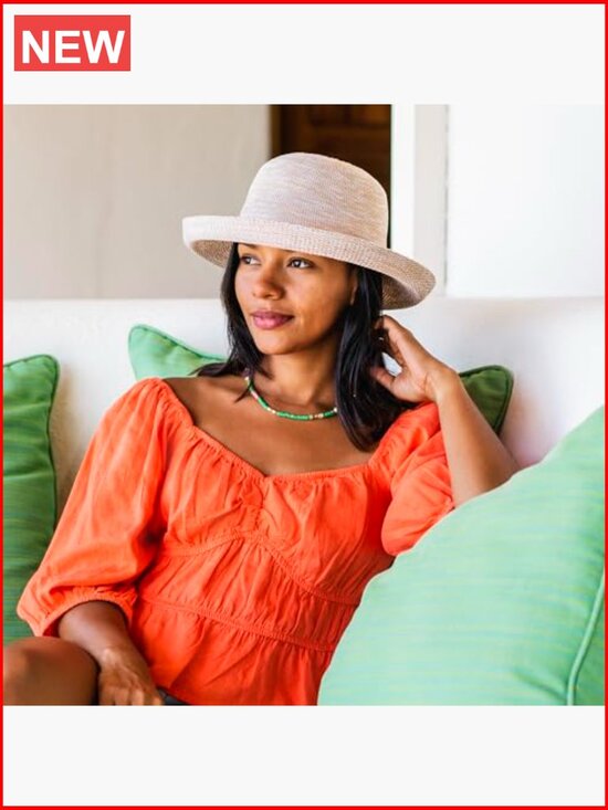 Poly-Straw Sun Hat with Adjustable Drawstring, Packable, 3.5\